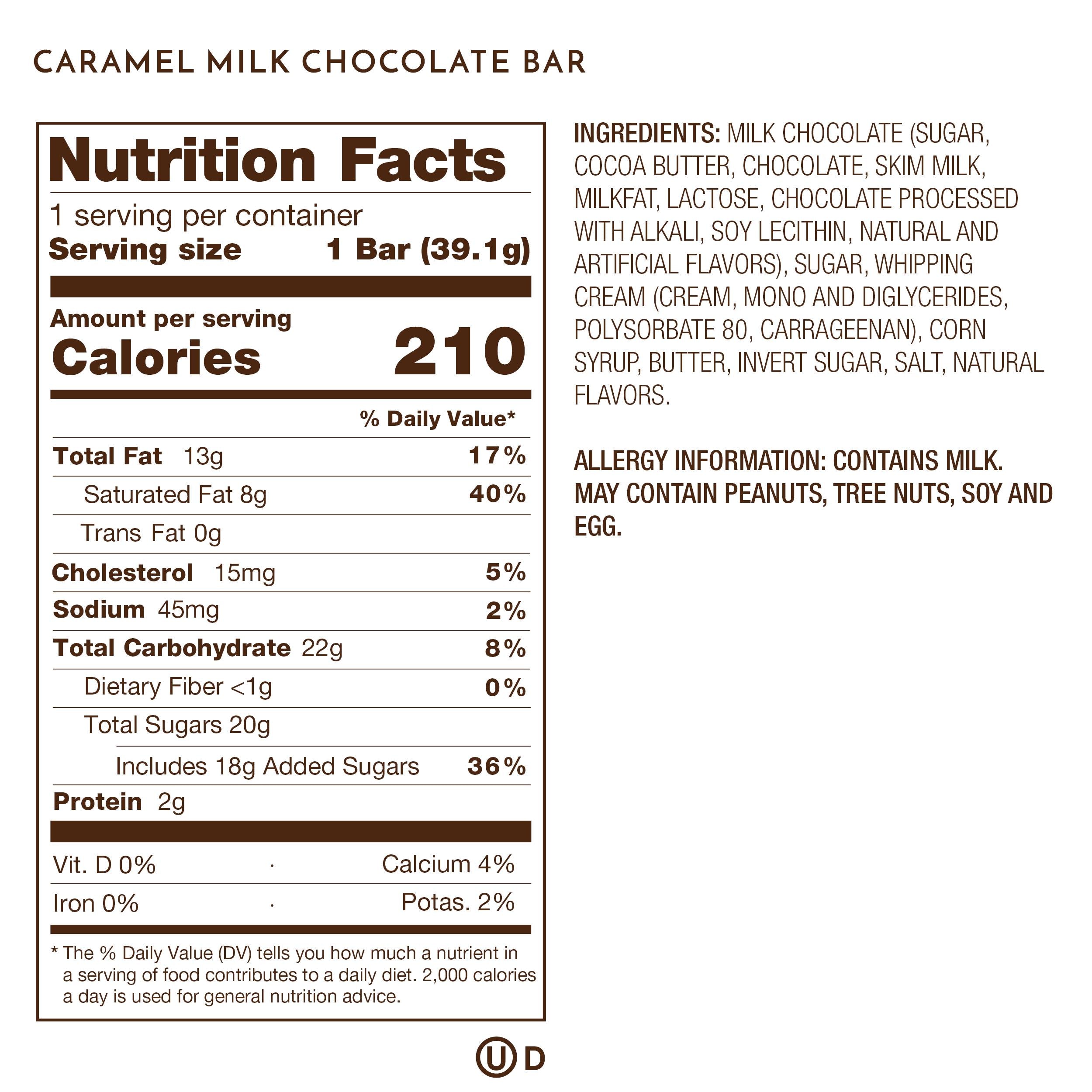 Ethel m Chocolates Milk Chocolate Caramel Nutrition Label