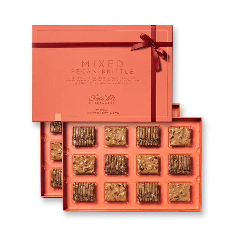 Ethel M Chocolates 24-Piece Mixed Pecan Brittle, Classic and Chocolate