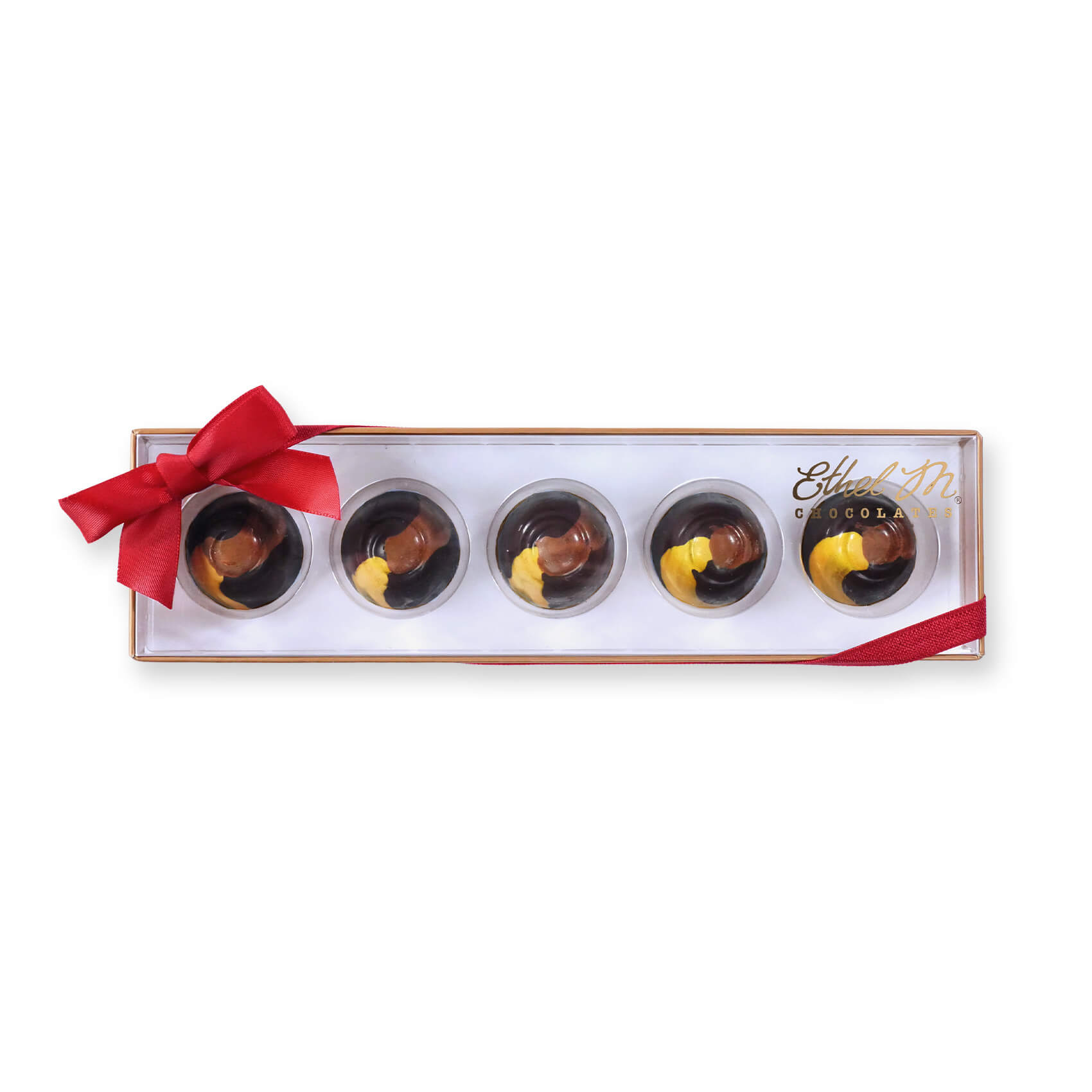 Perfect for give away! Grab this 5 piece of Ethel M Chocolates Remy Martin XO Cognac and Dark Chocolate Ganache in Dark chocolate shell.