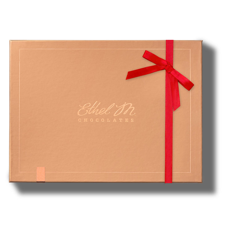 Ethel M Custom Chocolate Box, Red Ribbon 12pc Copper Gift Box