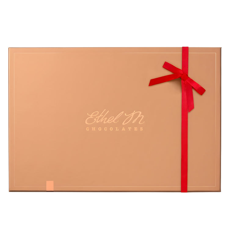 Ethel M Custom Chocolate Box, Red Ribbon 40pc Copper Gift Box