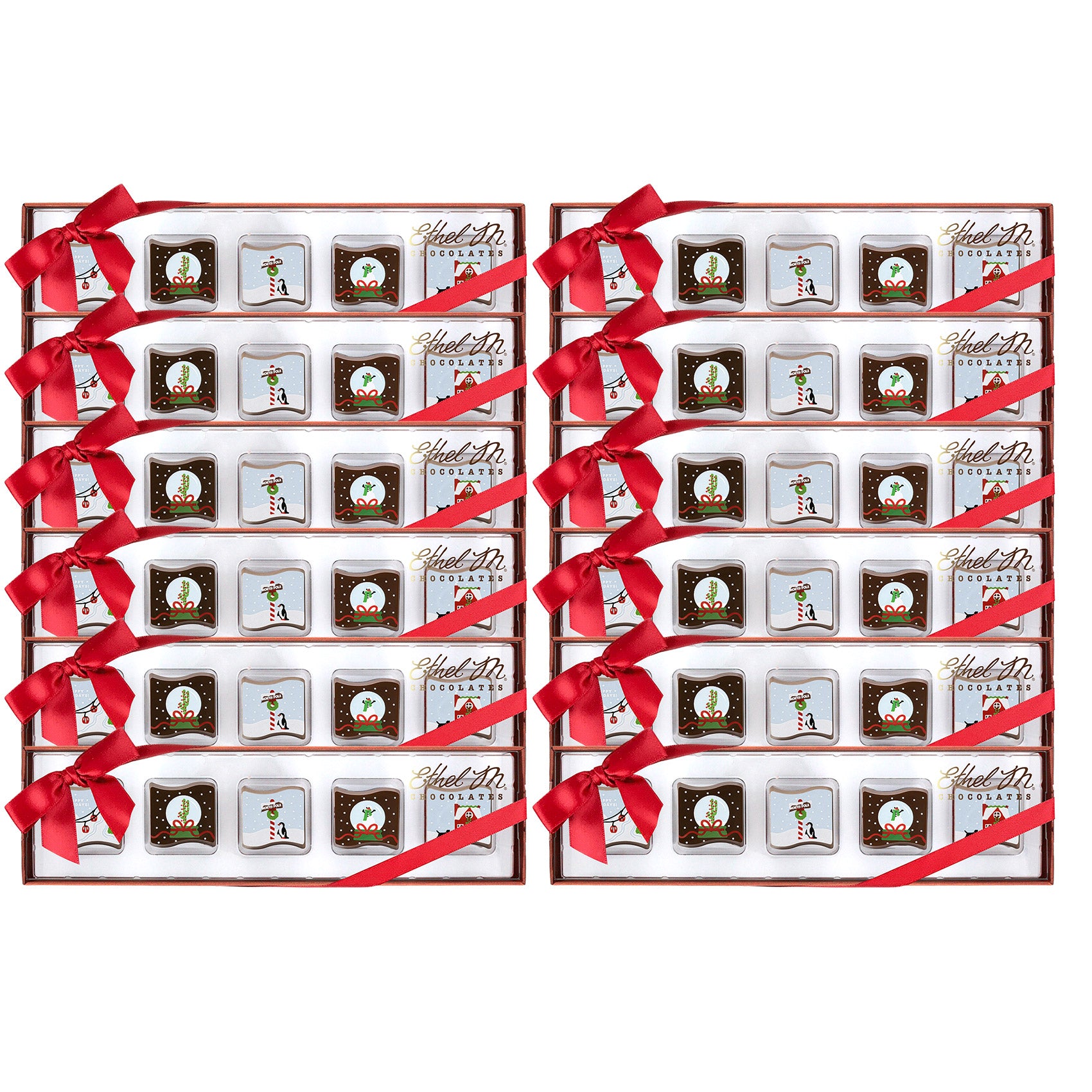 Ethel M Chocolates Holiday Creamy Caramels Sampler, 5-Piece Holiday Gift Set of 12 Boxes