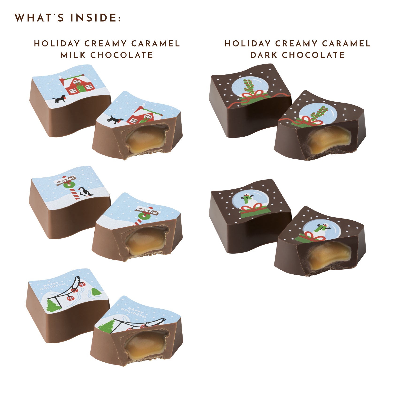 What's Inside Ethel M Chocolates Holiday Creamy Caramels Sampler, 5-Piece