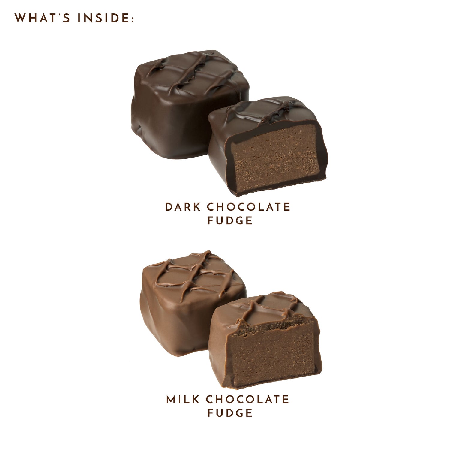 What's Inside Holiday Chocolate Fudge, 5 Piece Premium Chocolate Collection