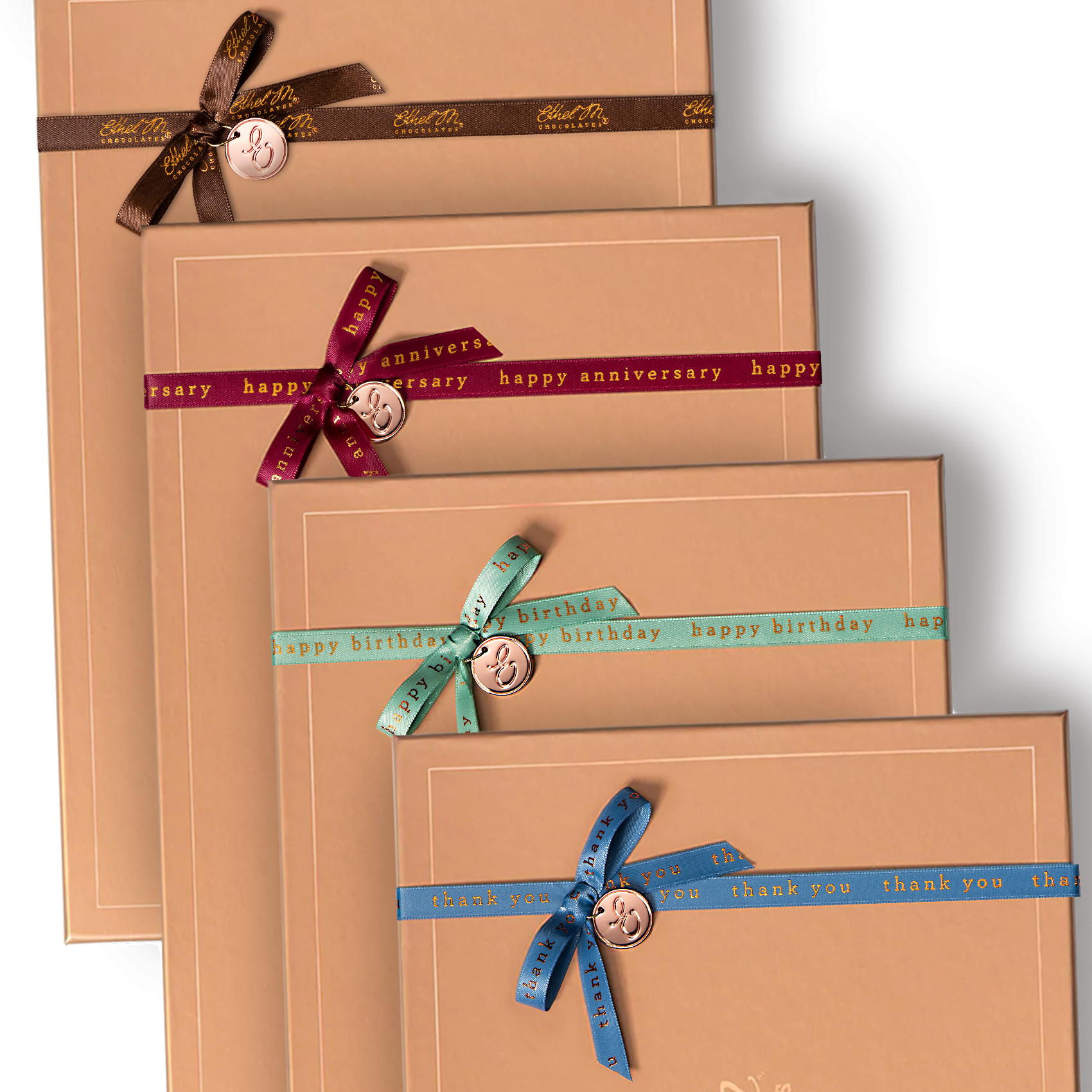 Ethel M Chocolates Copper Box with Occasion Ribbons Custom Collections Thumbnail