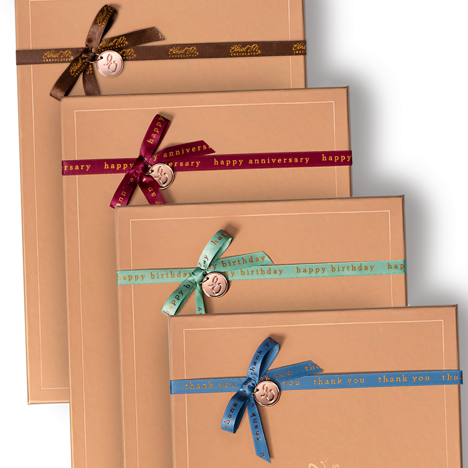 Ethel M Chocolates Copper Box with Occasion Ribbons Custom Collections Thumbnail