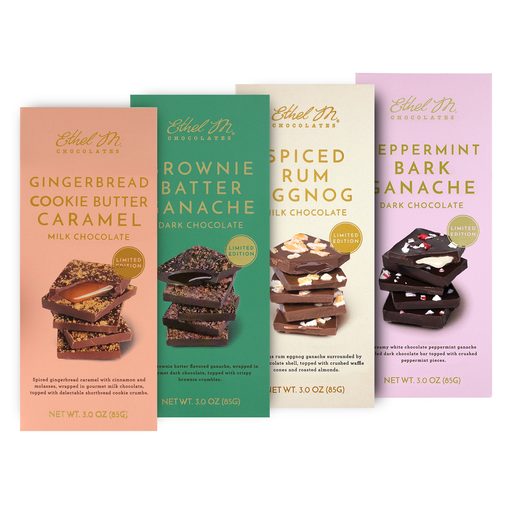 Ethel M Chocolates NEW Holiday Gourmet Tablet Bar 4-Pack