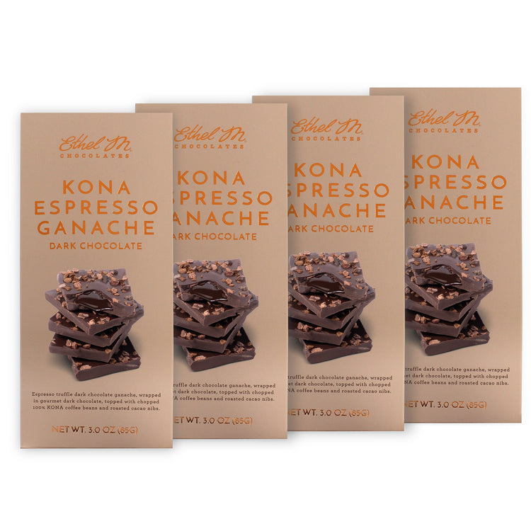 Set of 4 Kona Espresso Ganache Dark Chocolate Tablet Bars