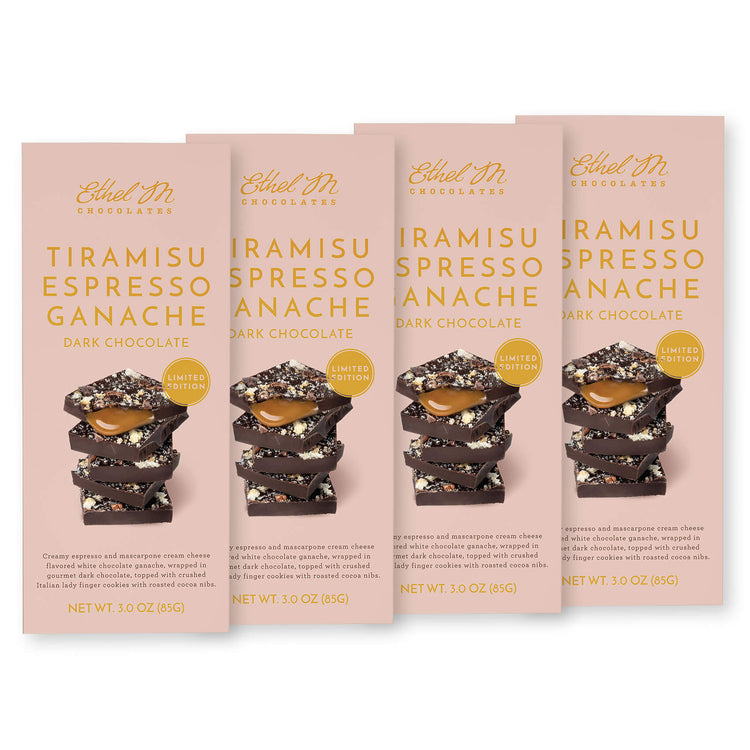 Tiramisu Dark Chocolate Gourmet Tablet Bar Set of 4 Bars