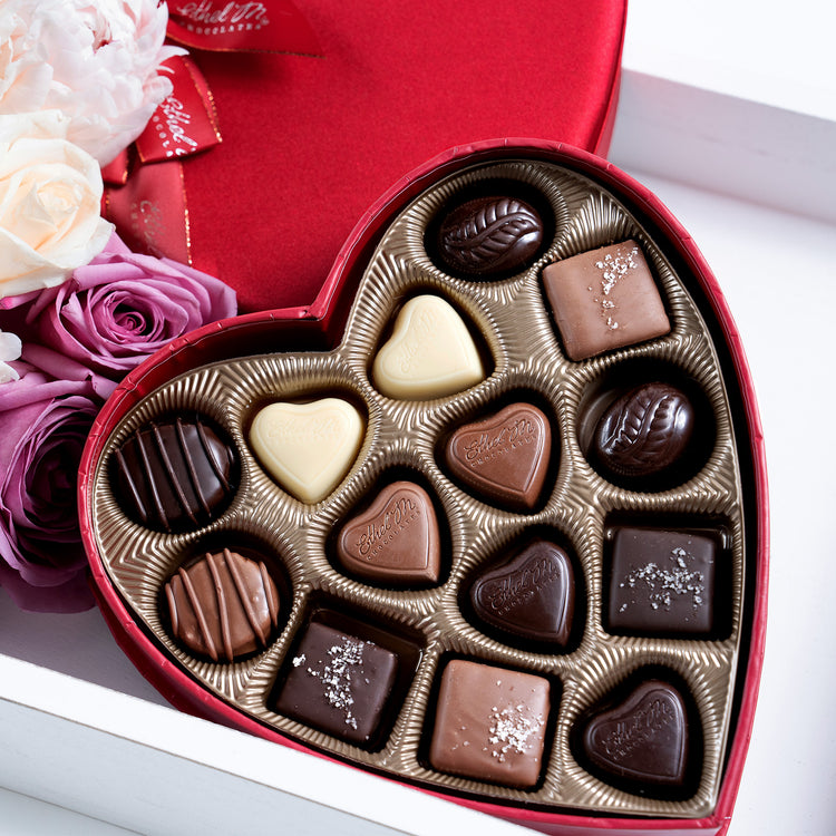 Ethel M Valentine's Day Small Heart 14-piece Chocolate Gift Box - Lifestyle Image