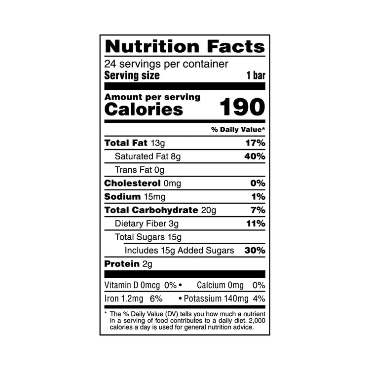 AMERICAN HERITAGE Chocolate Tablet Bars 24 pack Nutrition Label - For nutritional information please call customer service at 1-800-438-4356.