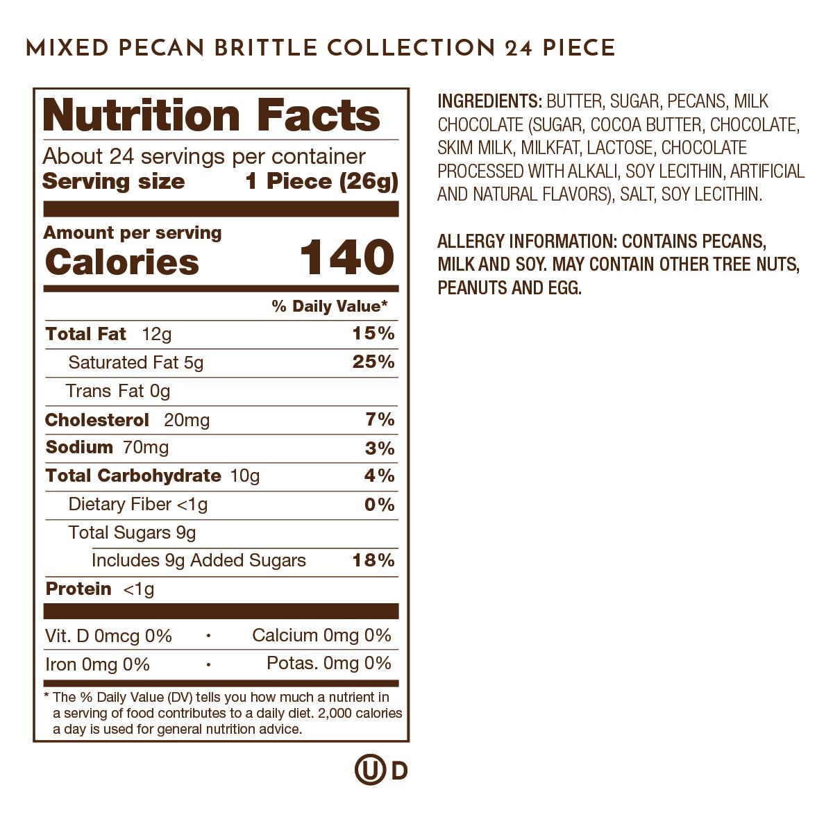 24 piece mixed brittle nutrition facts