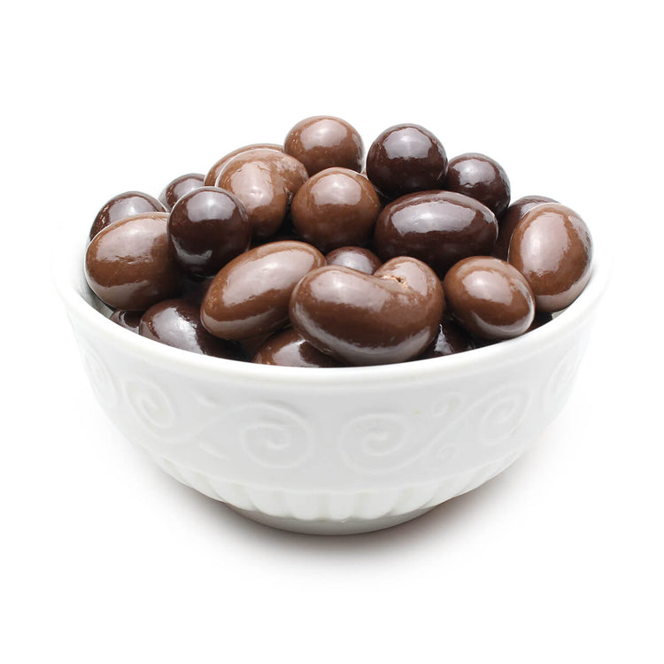 Sugar free dipped nuts and caramels in bowl