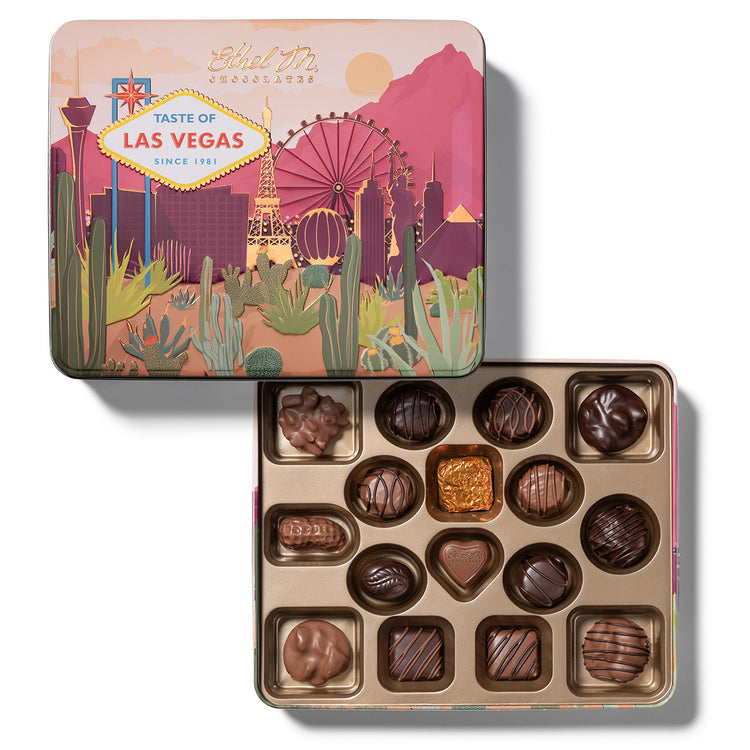 Bring home a Taste of Las Vegas! .Grab this Classic collection of Sweet, Creamy, Chewy and Nutty pieces of Premium Milk and Dark Chocolate Pieces.
