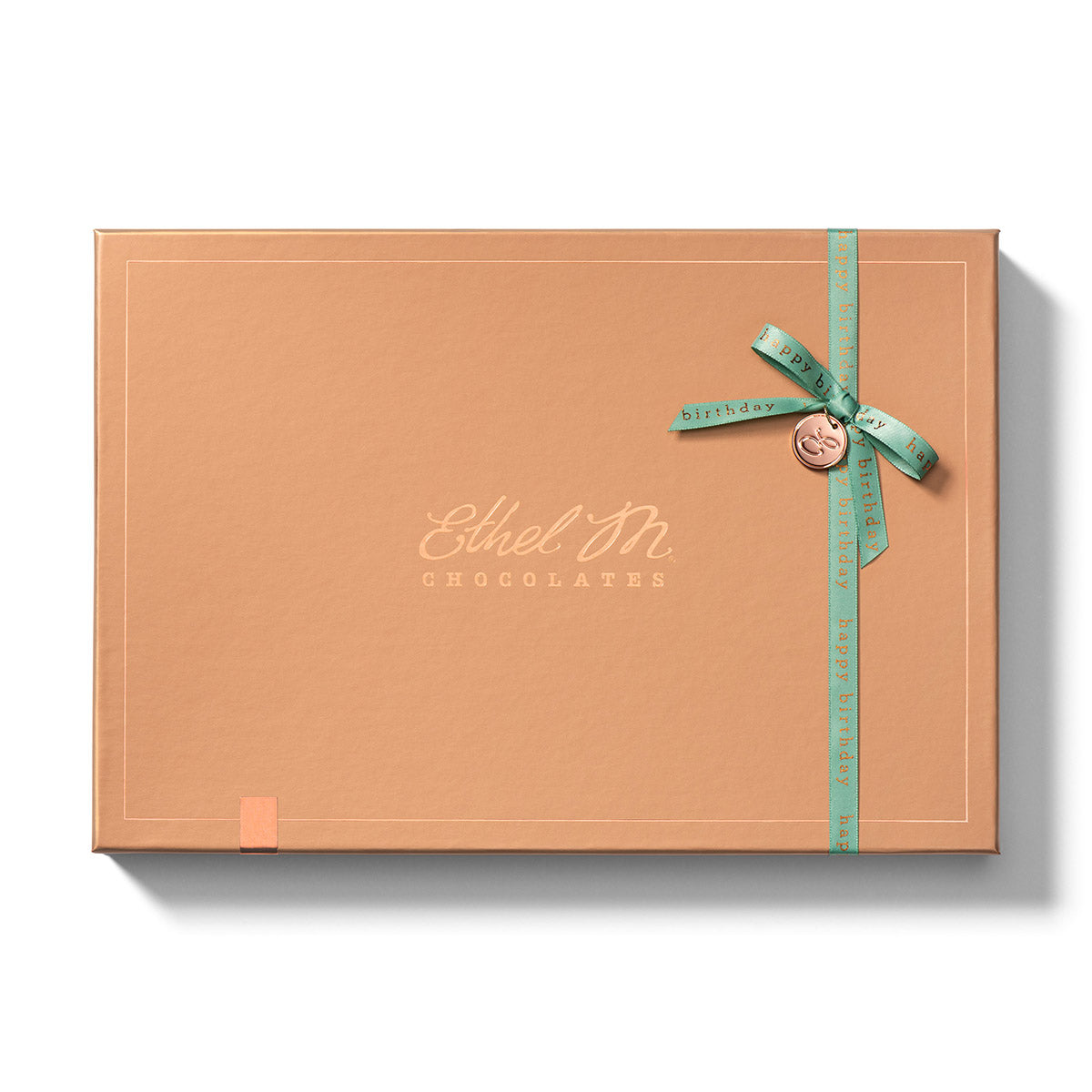 Ethel M Chocolates 24-piece Copper Box with Happy Birthday Ribbon Custom Collection - Hero Image