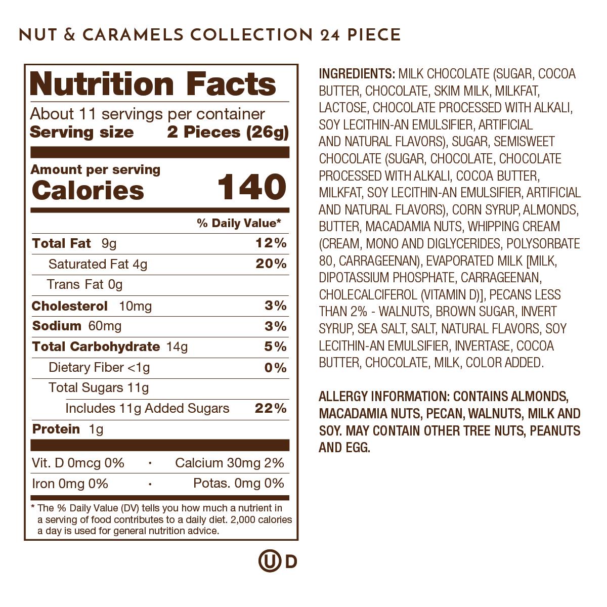 24 piece nuts and caramels nutrition facts and ingredients