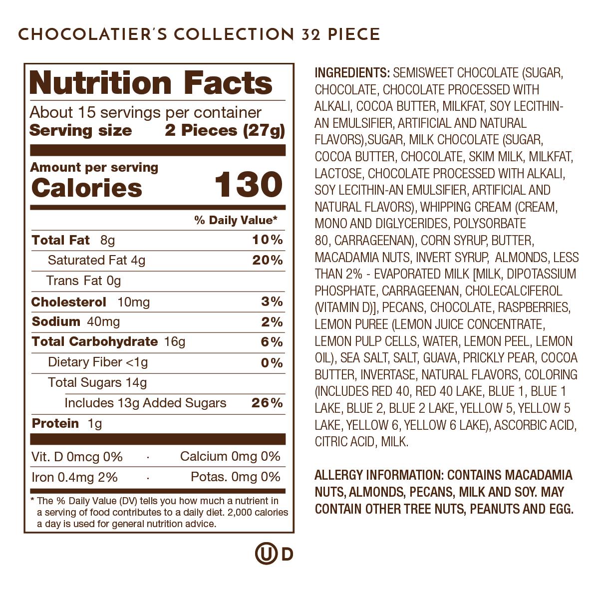 32 piece chocolatiers collection nutrition facts