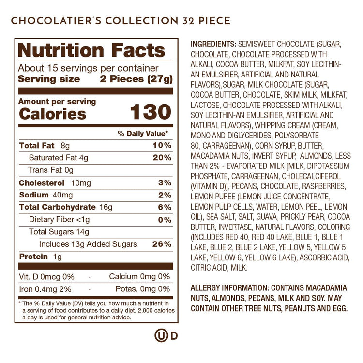 32 piece chocolatiers collection nutrition facts