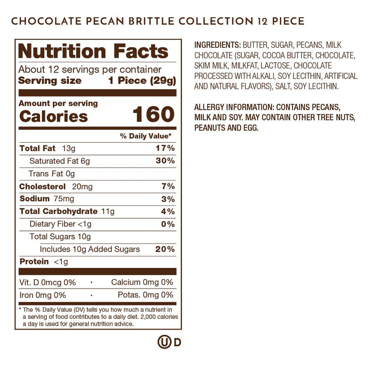 12 piece chocolate brittle nutrition facts
