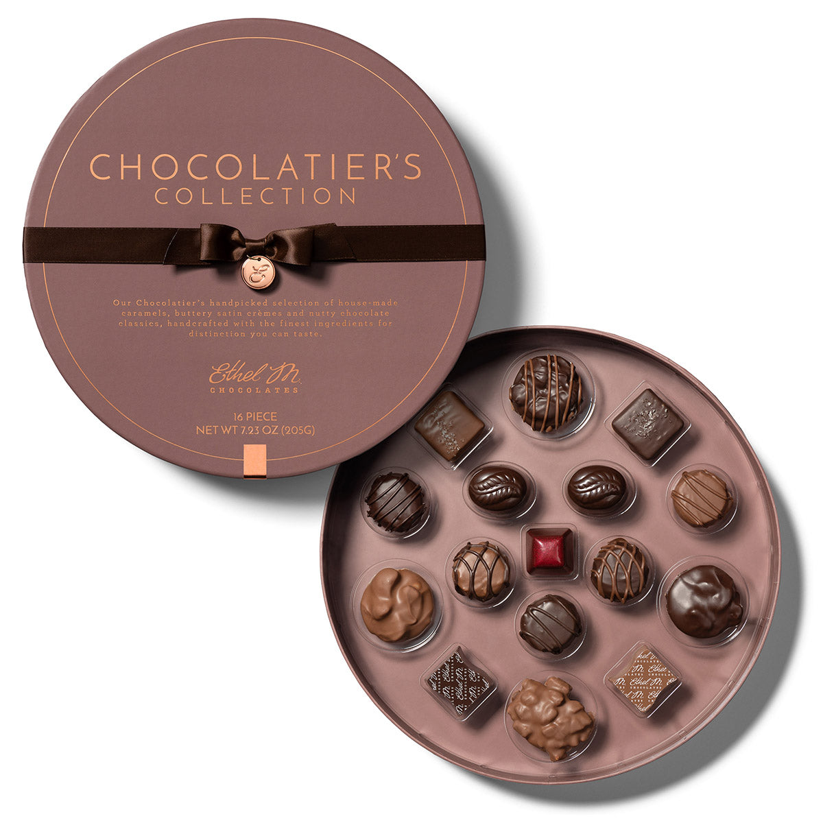 16 piece chocolatiers collection open with lid
