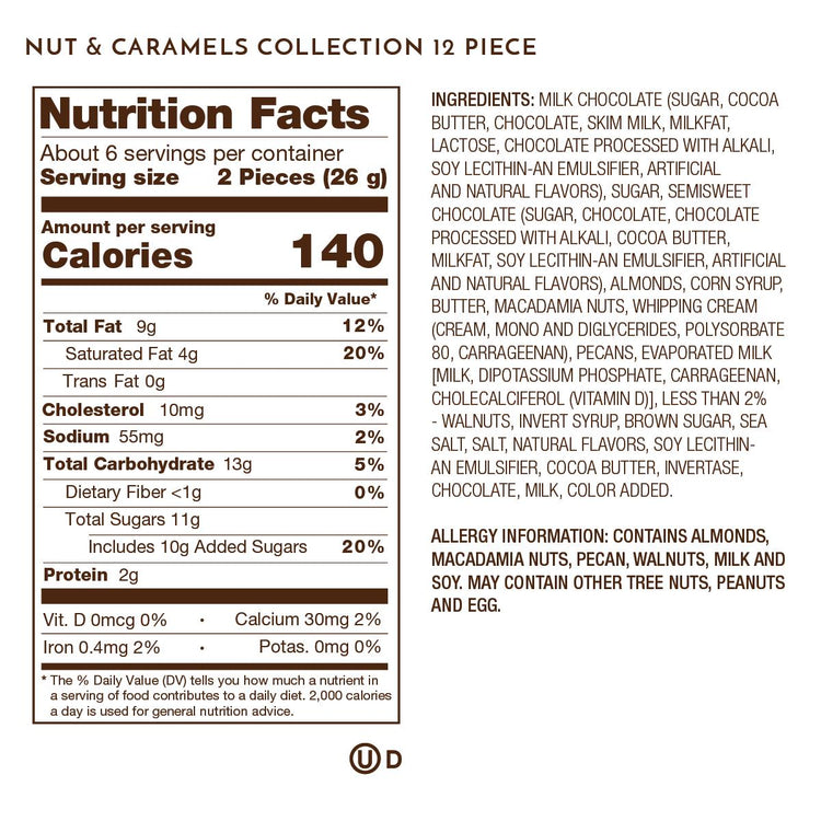 nuts and caramels 12 piece nutrition facts