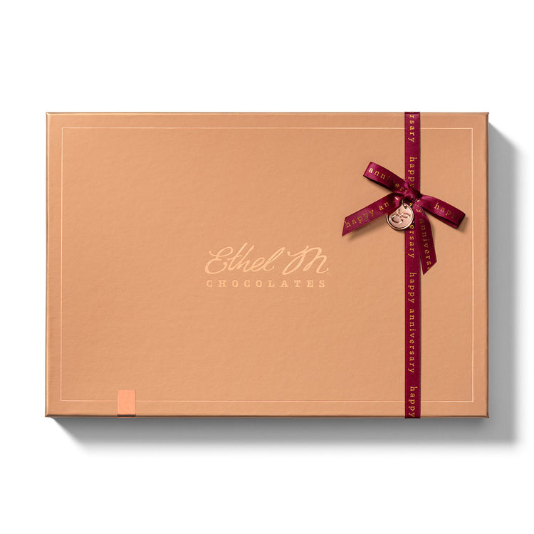 Ethel M Chocolates 24-piece Copper Box with Happy Anniversary Ribbon Custom Collection - Hero Image