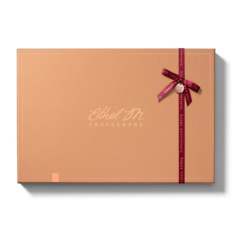 Ethel M Chocolates 40-piece Copper Box with Happy Anniversary Ribbon Custom Collection - Hero Image