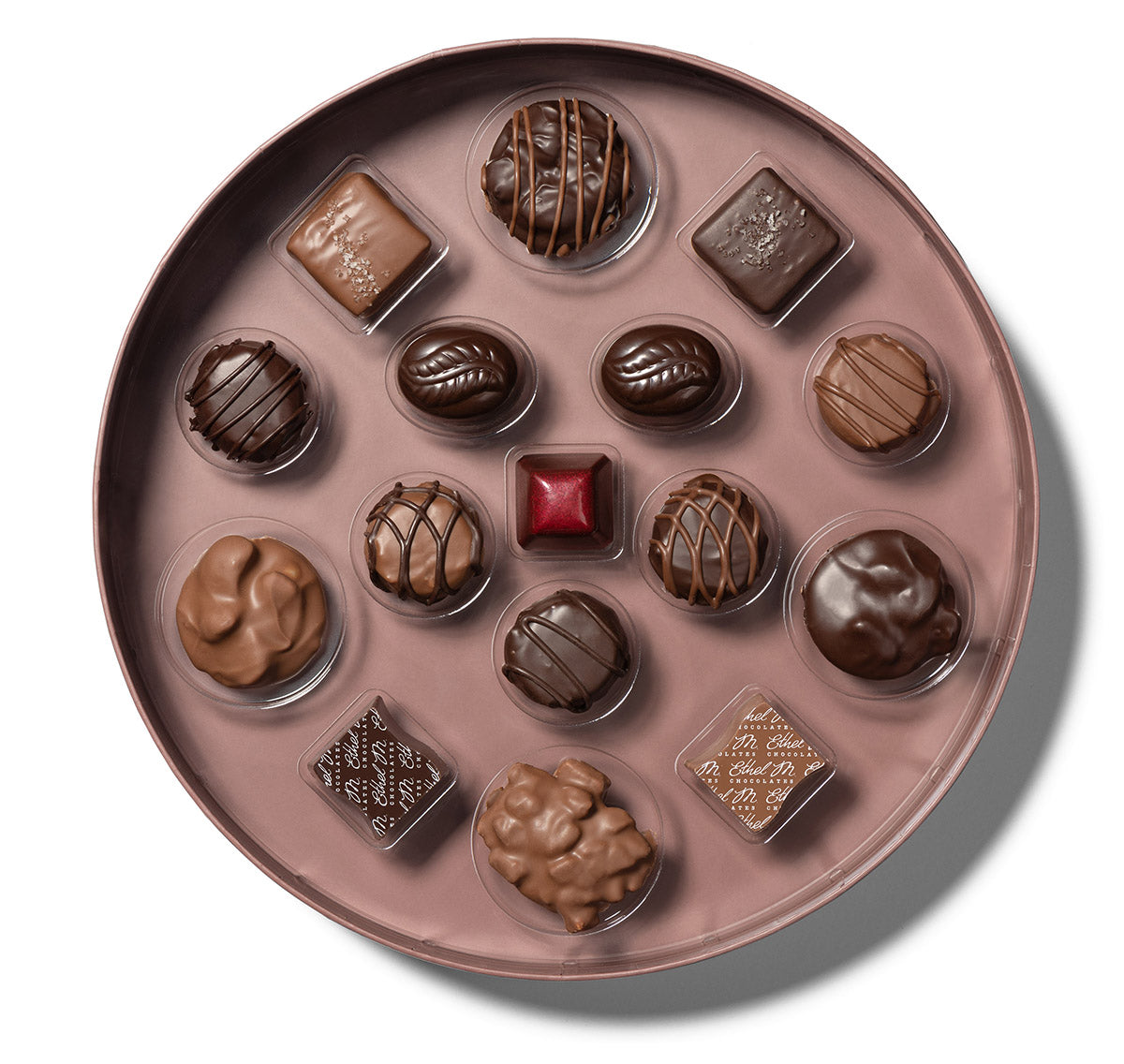 open tray of chocolatier's collection showing chocolate