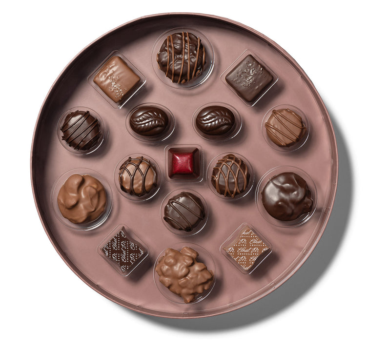 open tray of chocolatier&#39;s collection showing chocolate