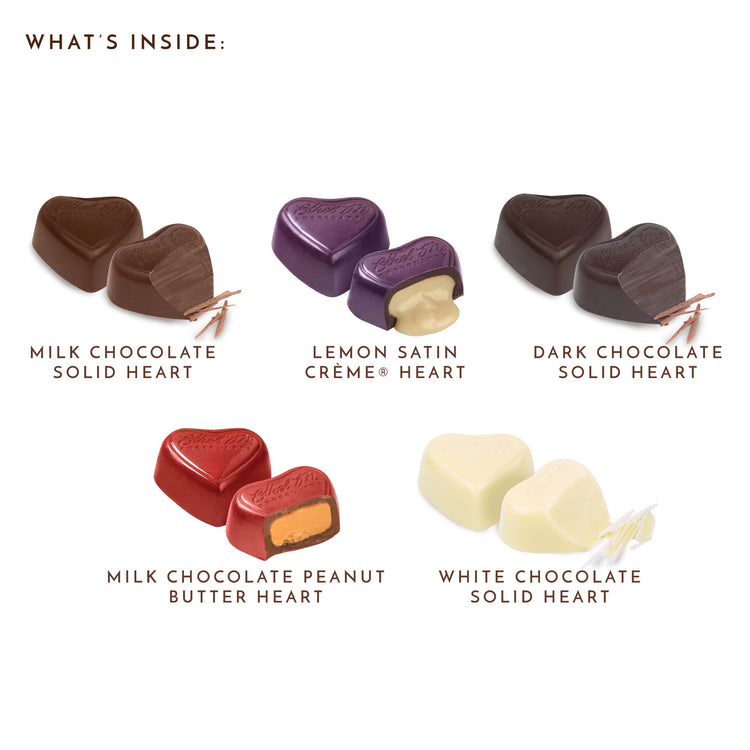 Ethel M Love Collection - 5pc Valentine's Day Chocolate Assortment - What's Inside. Please Call 1-800-438-4356 for more information.